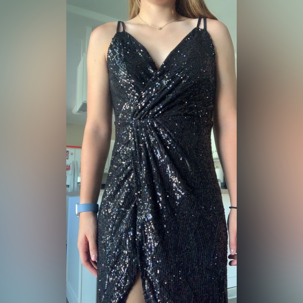 Black pattern sequence dress